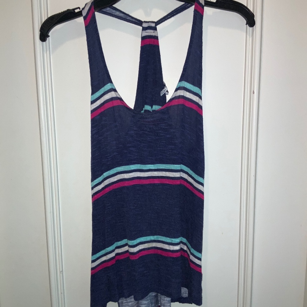SPLENDID Tank Top Camisole Blue White Pink Striped Sleeveless Medium M U.S.A.
